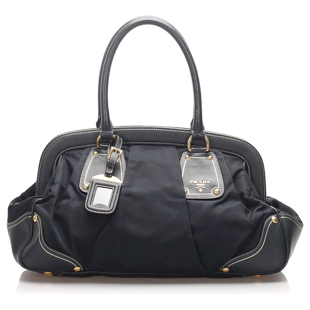Authentic Prada black Tessuto frame handbag